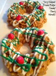 Peanut Butter Caramel Chewy Christmas Wreaths